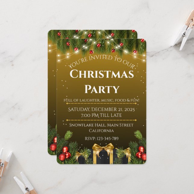 Invitación Navidades elegantes (Anverso/Reverso In Situ)