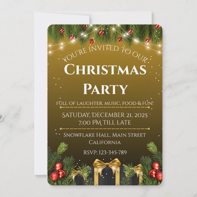 Invitación Navidades elegantes (Anverso)