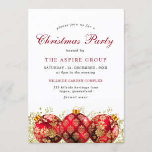 Invitación Navidades elegantes baubles Fiesta corporativo