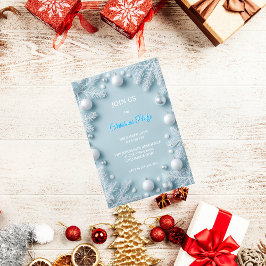 Invitación Navidades Elegantes blancos y azules