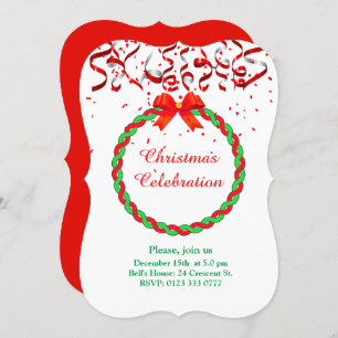 Invitación Navidades elegantes celebran en rojo y blanco