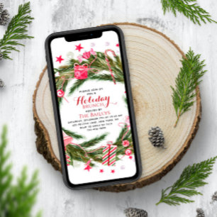 Invitación Navidades Elegantes De Brunch De Vacaciones Floral