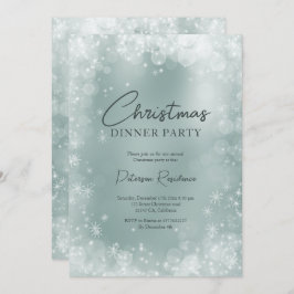 Invitación Navidades elegantes de nieve azul celeste