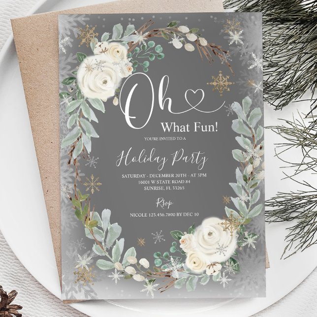 Invitación Navidades elegantes de plata blanca en invierno (Subido por el creador)