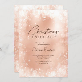 Invitación Navidades elegantes de rosa dorado blanco