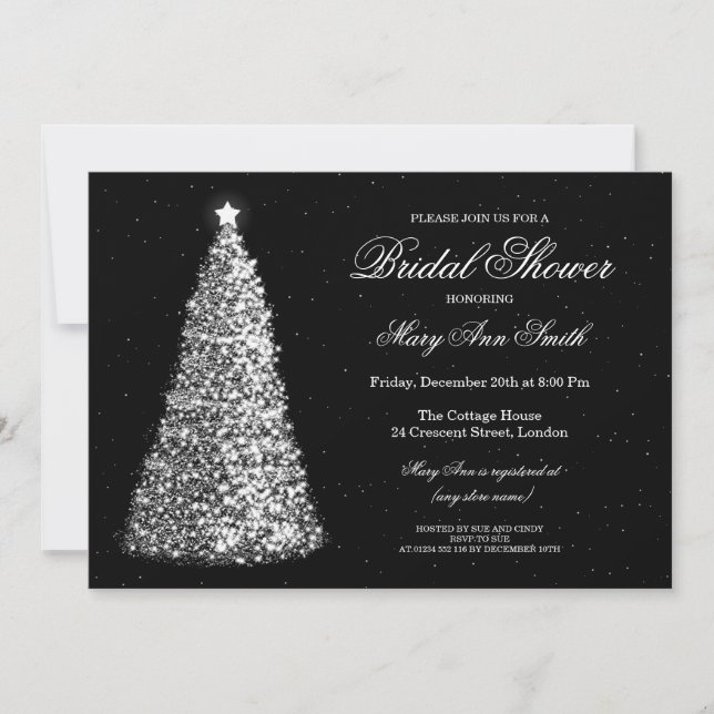 Invitación Navidades elegantes ducha de novia (Anverso)