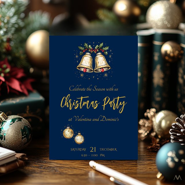 Invitación Navidades elegantes encantadores Fiesta con campan (Subido por el creador)