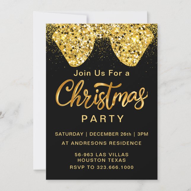 Invitación Navidades elegantes, Fiesta de Navidades corporati (Anverso)