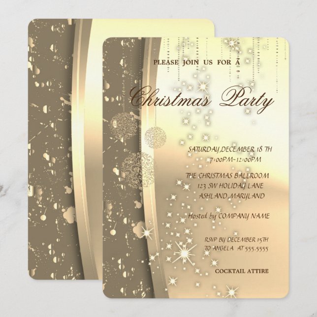 Invitación Navidades elegantes, Fiesta Navidad (Anverso / Reverso)