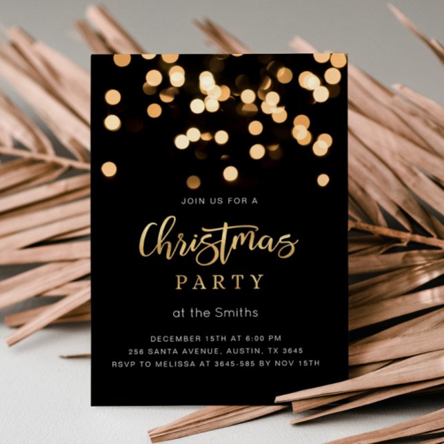 Invitación Navidades elegantes invitan a negro y oro (Subido por el creador)