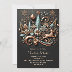 Invitación Navidades elegantes modernos-Rosa de oro-