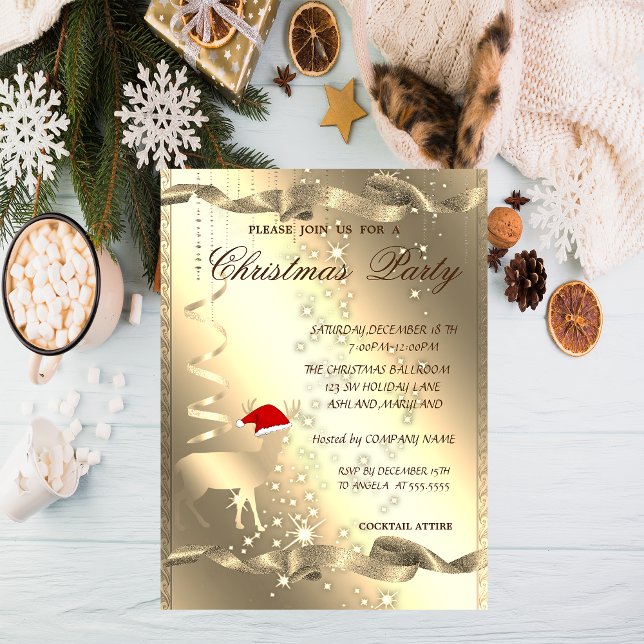 Invitación Navidades elegantes venado, esparkle, Fiesta Navid (Subido por el creador)