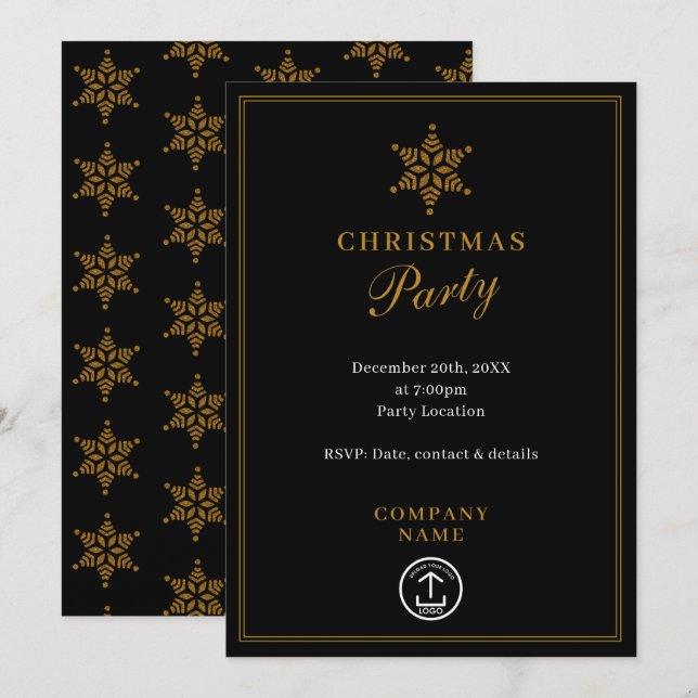 Invitación Navidades empresariales modernos Fiesta Gold (Anverso / Reverso)