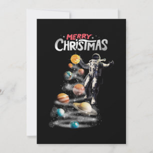 Invitación Navidades en astronauta del sistema solar espacial