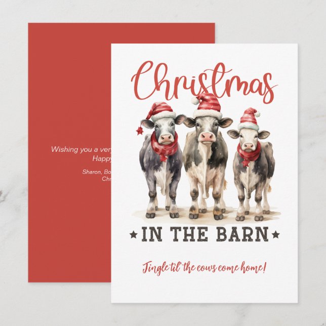 Invitación Navidades en el establo de vacas vacías (Anverso / Reverso)