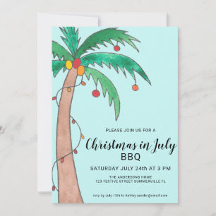 Invitación Navidades En Julio BBQ Palm Tree