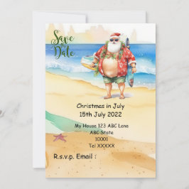 Invitación Navidades en julio con SANTA CLAUS Guardar fecha