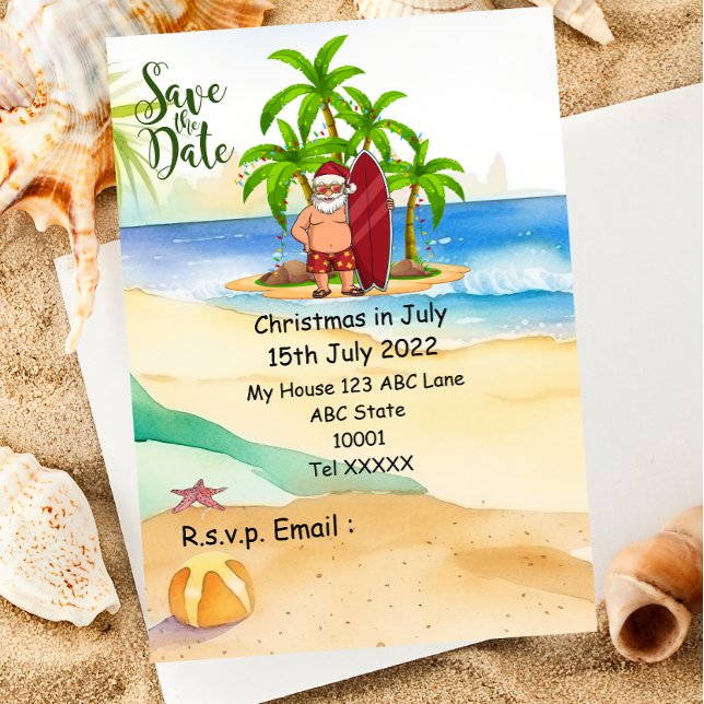 Invitación Navidades en julio con SANTA CLAUS Guardar fecha (Subido por el creador)