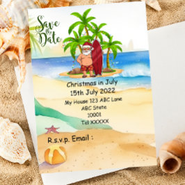 Invitación Navidades en julio con SANTA CLAUS Guardar fecha