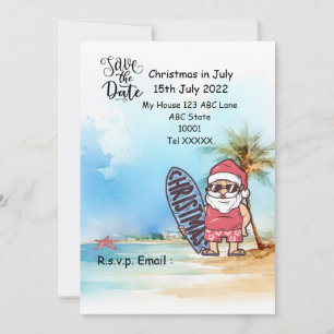Invitación Navidades en julio con SANTA CLAUS Guardar fecha