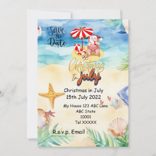 Invitación Navidades en julio con SANTA CLAUS Guardar fecha