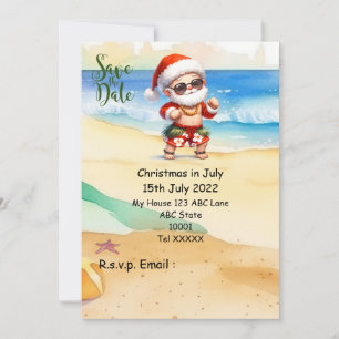 Invitación Navidades en julio con SANTA CLAUS Guardar fecha
