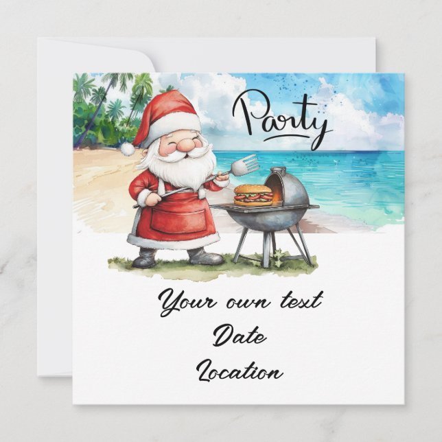 Invitación Navidades en julio con Santa en vacaciones en la p (Anverso)