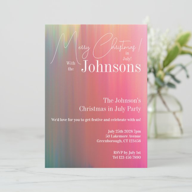 Invitación Navidades en julio Fiesta (Anverso de pie)