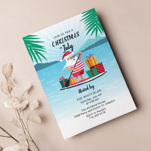 Invitación Navidades en julio Fiesta BBQ Beach