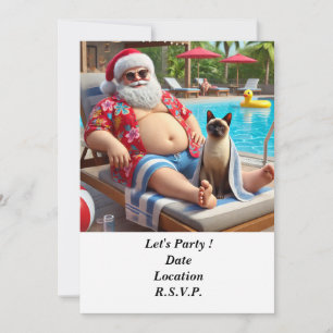 Invitación Navidades en julio Fiesta de billar con Santa Clau
