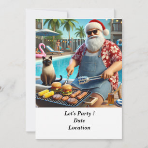 Invitación Navidades en julio Fiesta de billar con Santa Clau