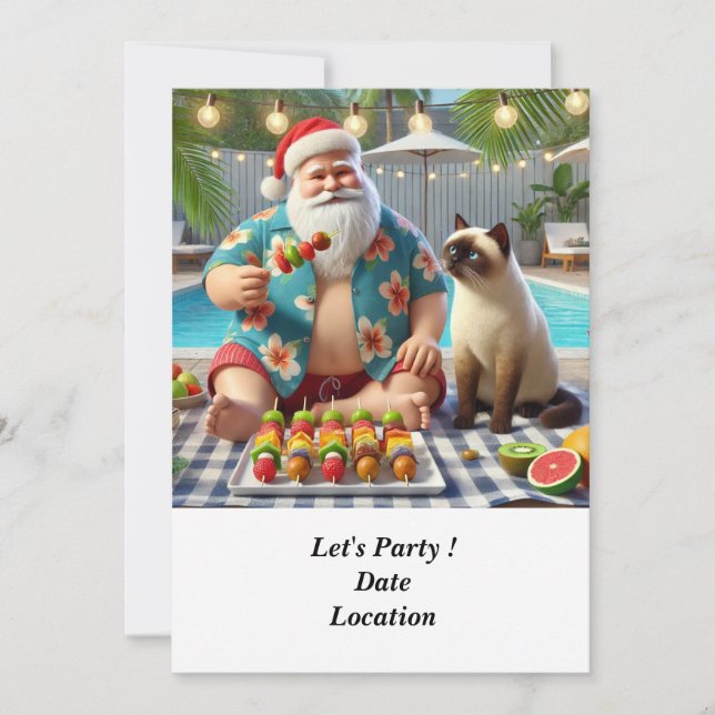 Invitación Navidades en julio Fiesta de billar con Santa Clau (Anverso)