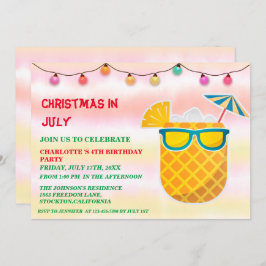 Invitación Navidades En Julio Fiesta De Cumpleaños De Verano 