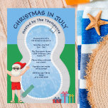 Invitación Navidades en julio Fiesta de la piscina de verano<br><div class="desc">Este divertido dibujo de Navidades en julio es una invitación perfecta para una fiesta de verano para una reunión de billar. Hacerlo un divertido espectáculo de temática del polo norte con Santa Claus en sus baúles de natación al lado de una piscina fresca y un trampolín. ¡Jolly Saint Nick se...</div>