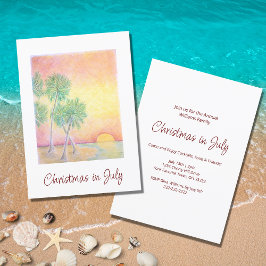 Invitación Navidades en julio, Fiesta de Palm Trees Beach
