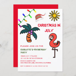 Invitación Navidades En Julio Fiesta De Verano Flamingo Cumpl