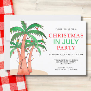Invitación Navidades En Julio Fiesta Palm Trees