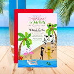 Invitación Navidades en julio, Fiesta Tropical Beach<br><div class="desc">Celebra Navidades en julio con estilo tropical con esta escena de playa colorida "BIENVENIDA" a tu diseño fiesta. ¡Esta multitud es realmente un montón de animales! Diseño compuesto por Holiday Hearts Designs.</div>