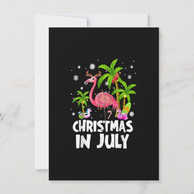 Invitación Navidades En Julio Flamingo Palm Tree Beach (Anverso)