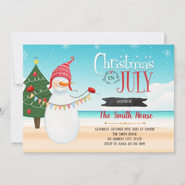 Invitación Navidades en july party (Anverso)