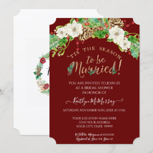 Invitación Navidades en temporada de casamiento con ducha de