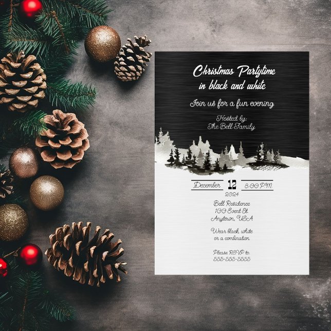 Invitación Navidades en tiempo de fiesta en blanco y negro (Subido por el creador)