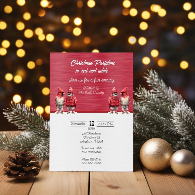 Invitación Navidades en tiempo de fiesta en rojo y blanco (Subido por el creador)