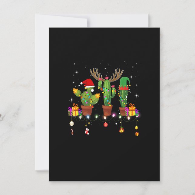 Invitación Navidades Encenden Cactus Lover Divertidas Xmas Pa (Anverso)