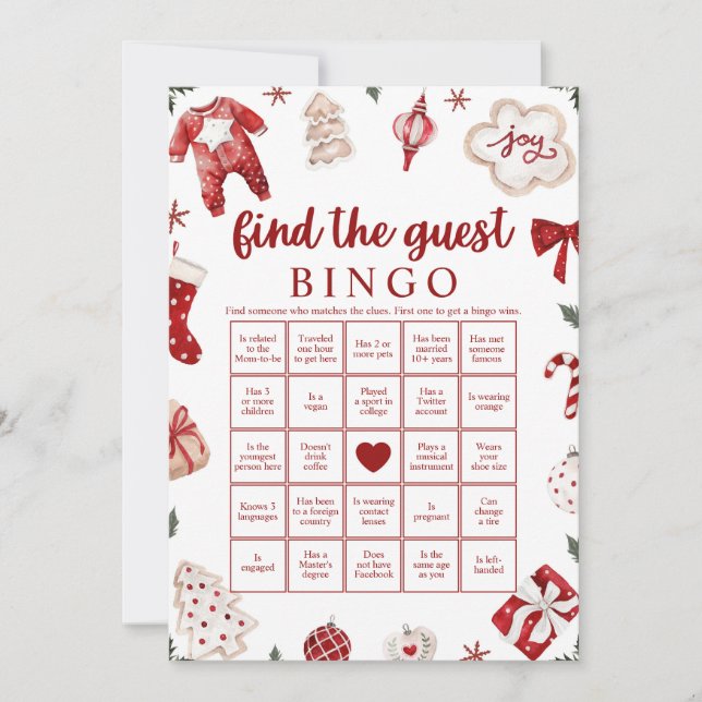 Invitación Navidades Encuentran el juego de bingo de Baby Sho (Anverso)