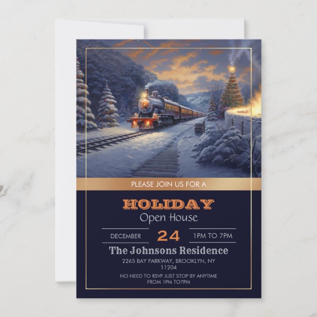 Invitación Navidades entrenan pintura vintage (Anverso)