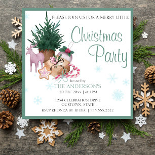 Invitación Navidades escandinavos decoración de pino alegre p