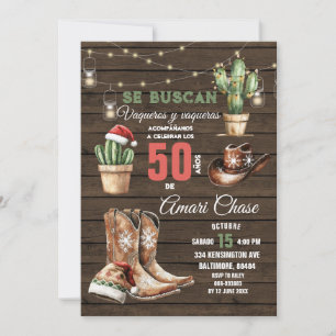 Invitación Navidades españoles de Cactus 50 años cumpleaños