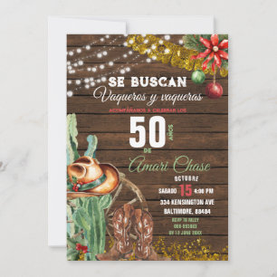 Invitación Navidades españoles de Vaquero Cactus 50 años cump