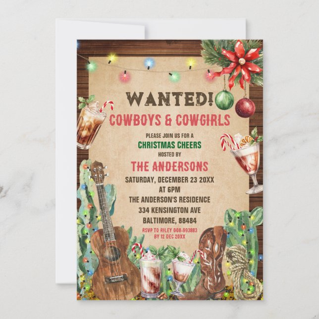 Invitación Navidades españoles de Vaquero Cactus 50 años cump (Anverso)